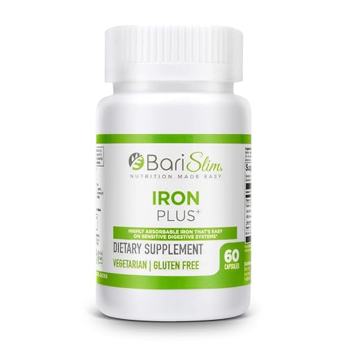 BariSlim Iron Plus Capsules - Formulated for Patients After Weight Loss Surgery Including BariSlimAu supplements