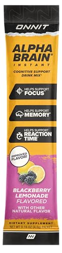 ONNIT Alpha Brain Instant Cognitive Support Drink Mix, BlackBerry Lemonade Flavor, Nootropic Supplement for Focus, Memory, and Clarity, 0.13 oz Packets, 30 Count ONNITAu supplements