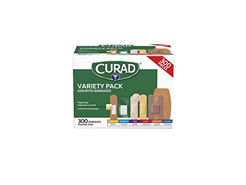 Curad Assorted Bandages Variety Pack 300 Pieces, Including Antibacterial CuradUS supplements