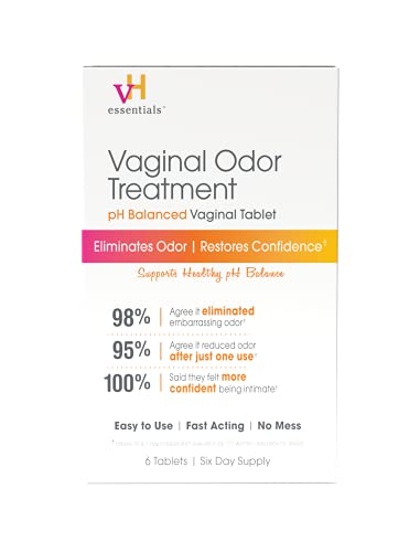 vH essentials Vaginal Odor Treatment - pH Balanced Vaginal Suppositories - 6 Tablets With Applicator, White vH essentialsAu supplements