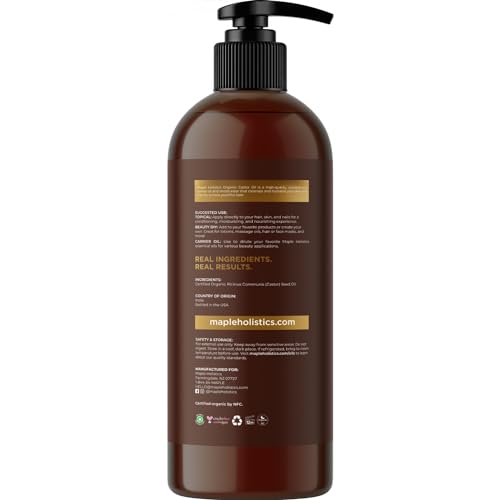 Hexane Free Organic Castor Oil - USDA Organic Castor Oil for Body Detox Hair Growth & Skin Care Maple HolisticsAu supplements