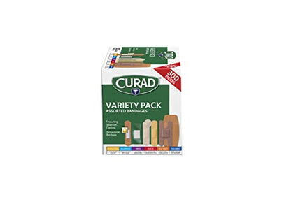 Curad Assorted Bandages Variety Pack 300 Pieces, Including Antibacterial CuradUS supplements