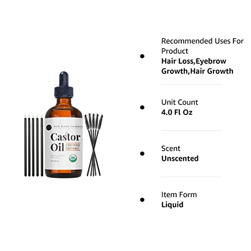 Kate Blanc Cosmetics Organic Castor Oil (4oz). 100% Pure, Cold Pressed, Hexane Free in a Glass Bottle Kate Blanc CosmeticsAu supplements