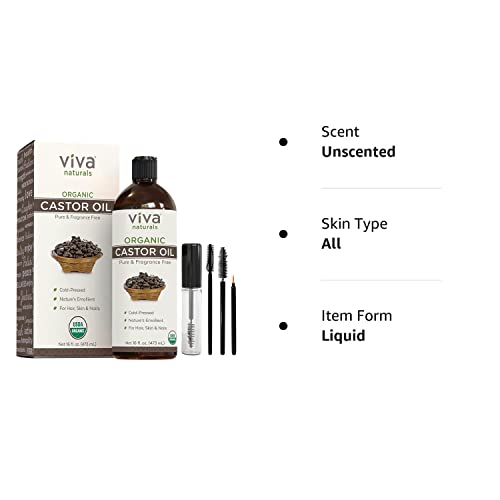 Viva Naturals Organic Castor Oil, 16 fl oz - Cold Pressed Castor Oil for Skin, Hair and Lashes - Traditionally Viva NaturalsAu supplements