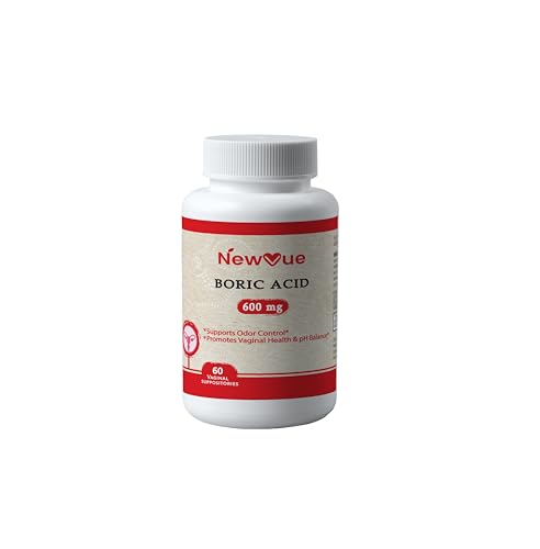 NewVue Boric Acid Vaginal Suppositories (600mg, 60 Count) Supports Vaginal pH Balance, Odor Control (USP Medical Grade Fine Powder, Easy Dissolve, Third Party Tested, Made in USA) NewVueAu supplements