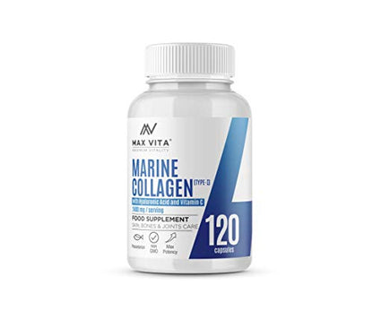 Marine Collagen Type 1 2400mg - 120 Capsules Supplement with Hyaluronic Acid and Vitamin C MAX VITA MAXIMUM VITALITYUS supplements