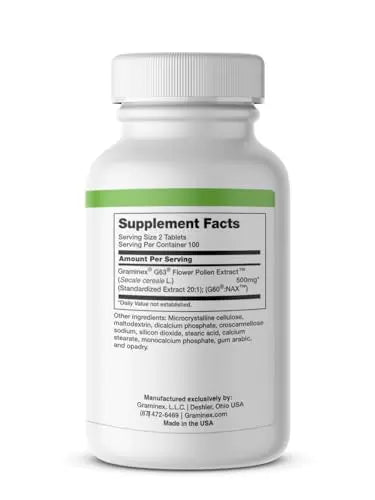 Graminex PollenAid Prostate Supplement: All Natural Prostate Support for Bladder Control & Urinary Tract Health, Rye Pollen Extract Made in USA, 200 Tablets GraminexAu supplements