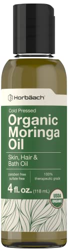 Organic Moringa Oil | 4 fl oz | for Face, Hair, and Skin | 100% Therapeutic Grade | Paraben HorbäachAu supplements