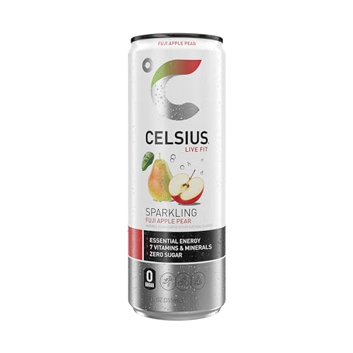 CELSIUS Sparkling Fuji Apple Pear, Functional Essential Energy Drink 12 Fl Oz (Pack of 12) CELSIUSUS supplements
