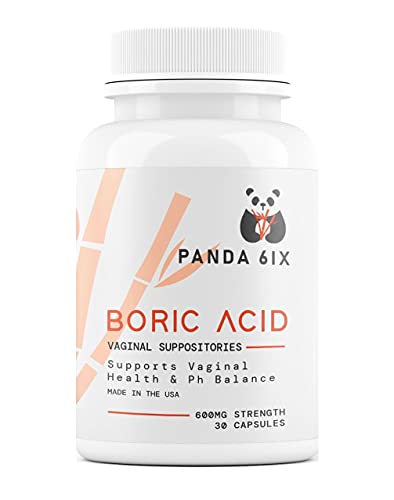 Panda 6ix Boric Acid Vaginal Suppositories 30 Capsules, 600mg Made in The USA- Feminine Health Support Panda 6ixAu supplements