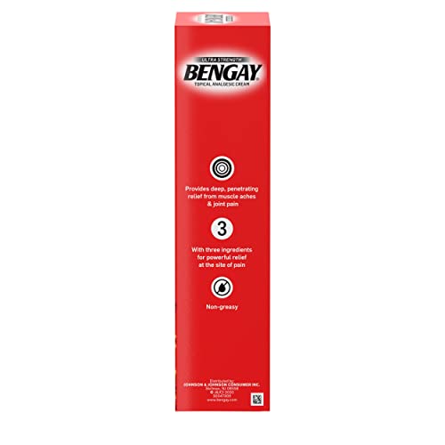 Bengay Ultra Strength Topical Pain Relief Cream, Non-Greasy Topical Analgesic for Minor Arthritis, Muscle, Joint and Back Pain, Camphor, Menthol and Methyl Salicylate, 4 OZ BengayAu supplements