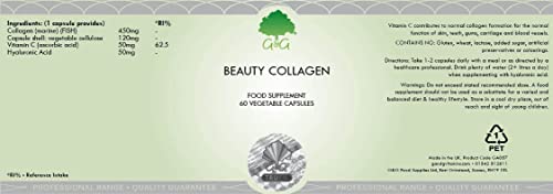 Beauty Collagen | Collagen & Hyaluronic Acid Supplement | 60 Capsules | Hydrolysed Marine Collagen G&G VitaminsAu supplements