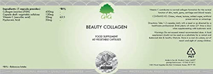 Beauty Collagen | Collagen & Hyaluronic Acid Supplement | 60 Capsules | Hydrolysed Marine Collagen G&G VitaminsUS supplements