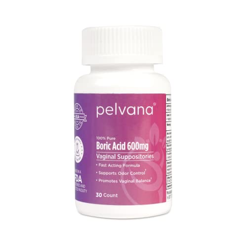 Pelvana Boric Acid Suppositories for Women 30 - for Vaginal pH Balance, Odor Control, Itching, & Discharge PelvanaAu supplements