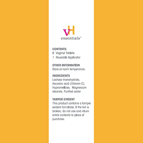 vH essentials Vitamin C Vaginal Tablet | Boric Acid Suppository Alternative | Supports Healthy pH and Eliminates vH essentialsAu supplements
