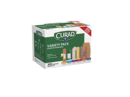 Curad Assorted Bandages Variety Pack 300 Pieces, Including Antibacterial CuradUS supplements