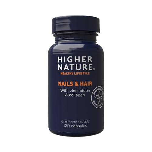 Higher Nature - Nails & Hair - Contains Zinc, Biotin & Collagen - Supports Beautiful Skin - 120 Capsules HIGHER NATUREAu supplements