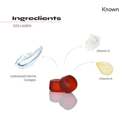 Marine Collagen Gummies by Known Nutrition with Vitamin C | 60 One-a-Day 500mg Hydrolysed Marine Collagen Gummies KnownUS supplements