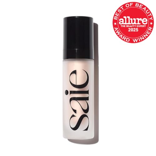 Saie Glowy Super Gel - Hydrating Makeup Primer and Illuminating Glow Serum Enriched with Vitamin C and Squalane Oil - All-Over Liquid Highlighter Makeup for Instant Glass Skin - Starglow (1 oz) SaieAu supplements