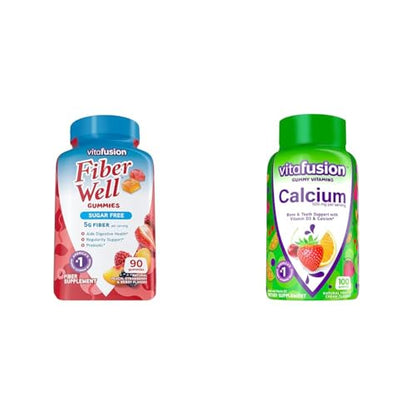 Vitafusion Fiber Well Sugar Free Fiber Supplement & Chewable Calcium Gummy Vitamins VitafusionUS supplements