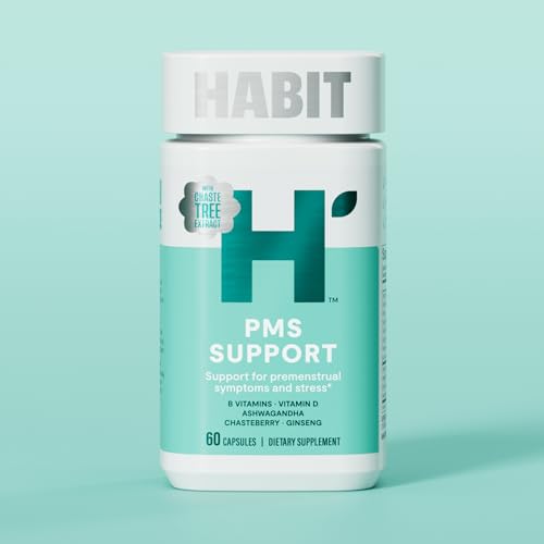 Habit PMS Support Supplement for Women (60 Capsules) - Supports Premenstrual Symptoms & Stress, Hormone Balance, Mood, B Vitamins, Vitamin D, Chasteberry, Ashwagandha, Gluten-Free, Non-GMO (1 Pack) H' HabitAu supplements