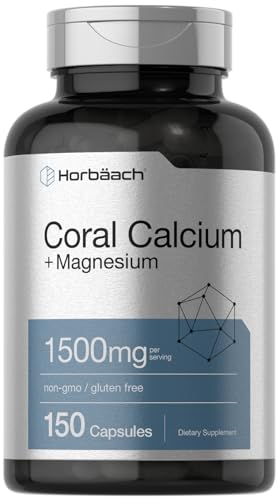 Coral Calcium 1500mg 150 Capsules | Plus Magnesium | Non-GMO, Gluten Free Supplement HorbäachUS supplements