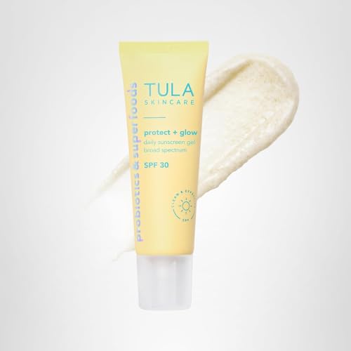 TULA Skin Care Protect + Glow Daily Sunscreen - Gel, Broad Spectrum SPF 30, Skincare-First, Non-Greasy, Non-Comedogenic and Reef-Safe with Pollution and Blue Light Protection, Regular, 1.7 fl oz. TULAAu supplements