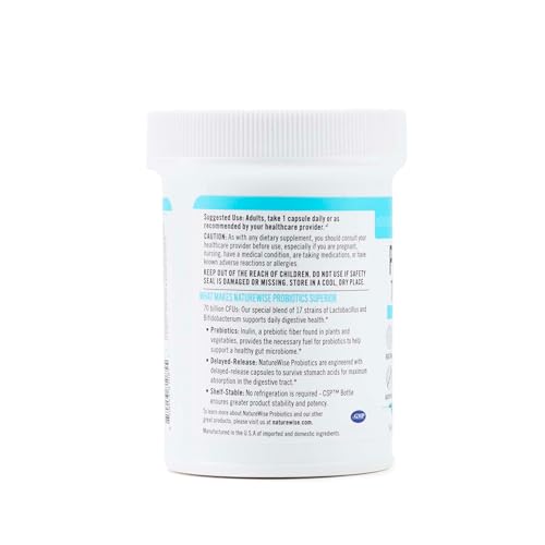 NatureWise Probiotics 70 Billion CFU - 17 Strains + Organic Prebiotics - Immune, Digestive & Gut Health Support for Women & Men - Vegetarian, Gluten-Free, Non-GMO - 30 Capsules[1-Month Supply] NatureWiseAu supplements