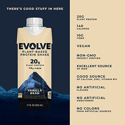 Evolve Plant Based Protein Shake, Vanilla Bean, 20g Vegan Protein, Dairy Free EvolveUS supplements