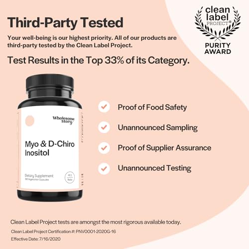 Myo-Inositol & D-Chiro Inositol Capsules, 90-Day Supply, 40:1 Ratio for Hormonal Balance Wholesome StoryUS supplements