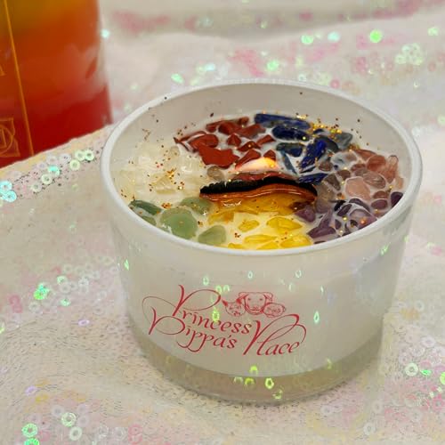 Princess Pippa's Place Healing Candles with Crystals Inside- Natural Soy Wax 7 Stones Crystal Candle Jar Msupps.comAu supplements