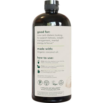 Viva Naturals Organic MCT Oil for Keto Coffee (32 fl oz) - Best MCT Oil Supplement Viva NaturalsUS supplements