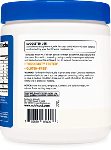 Nutricost Premium MCT Oil Powder .5LBS - Best For Keto, Ketosis, and Ketogenic Diets NutricostUS supplements