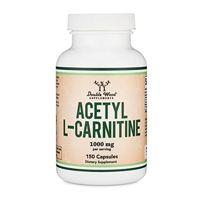 Acetyl L-Carnitine 1,000mg Per Serving, 150 Capsules (ALCAR for Brain Function Support Double Wood SupplementsUS supplements