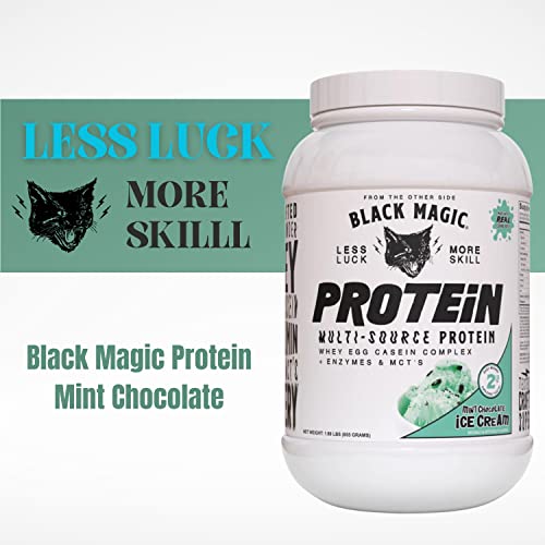 Worldwide Nutrition Bundle, 2 Items: Black Magic Multi-Source Protein Powder - Whey, Egg Albumin Enzymes, Micellar Casein & MCTs - Muscle Mass Gaining - Mint Chocolate Flavor - 2 LB and Keychain Worldwide NutritionUS supplements