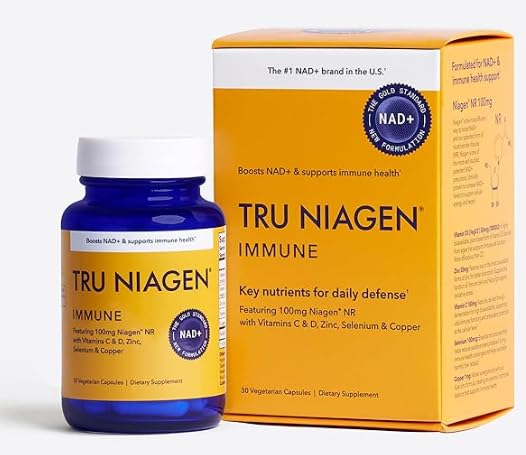 TRU NIAGEN NAD+ Immune Support Supplement - Daily Defense - Vitamin C, Vegan D3 2000 IU, Zinc, Selenium, Copper + 100mg NAD Plus Boosting Niagen NR - 30 Capsules TRU NIAGENAu supplements