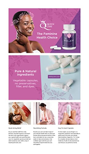 Queen Care - Boric Acid Suppositories, Boric Acid Suppositories for Feminine Care, Safe & All-Natural pH Queen CareAu supplements