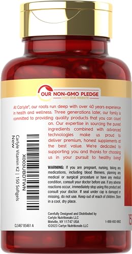 Carlyle Vitamin K2 Supplement 100mcg | K2 MK7 | 150 Softgels | Non-GMO CarlyleAu supplements
