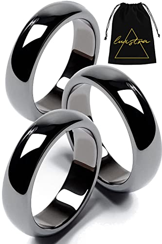 Genuine Magnetic Hematite Rings, 3 Rings in Each Order, Black Hematite Ring LUXSTRAUS supplements