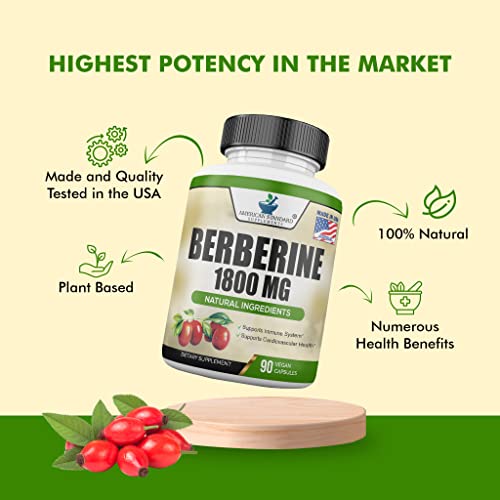 Berberine 1800mg Per Serving, Berberine Supplement, Berberine HCL, Berberine Pills American Standard SupplementsUS supplements