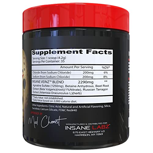 Insane Labz Insane Veinz Non Stimulant NO Enhancing Powder, Nitric Oxide Booster Insane LabzAu supplements