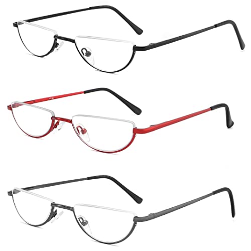 Yiwaeye 3 Pack Half Moon Reading Glasses Anti Blue Light UV, Half Frame Semi Lens Slim YiwaeyeAu supplements