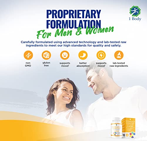 1 Body Vitamin B Complex – 5-MTHF Folate with B1, B2, B5, B6 1 BodyAu supplements