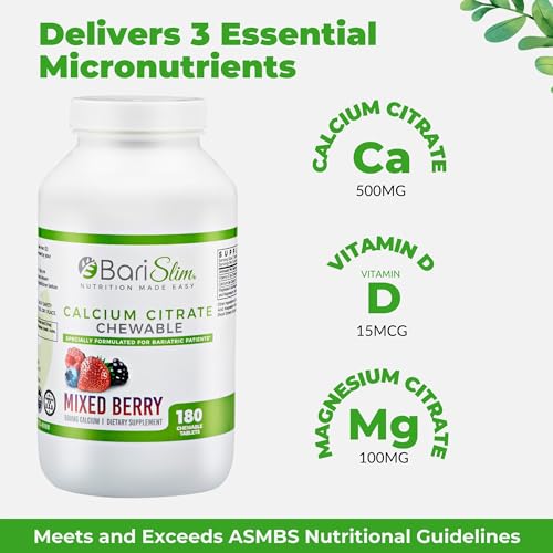 BariSlim Bariatric Calcium Citrate with Magnesium and Vitamin D Tabs - 500 mg of Calcium BariSlimUS supplements