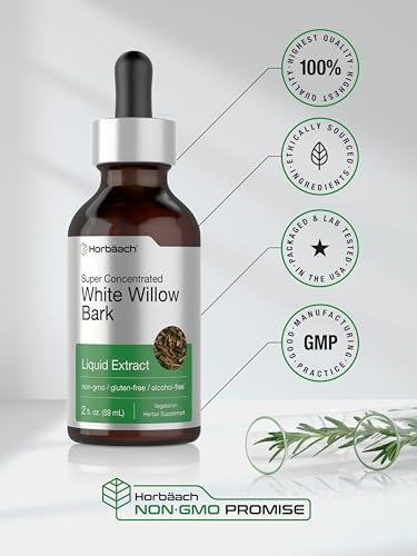 White Willow Bark Extract | 2 fl oz | Alcohol Free Liquid Tincture | Super Concentrated HorbäachUS supplements