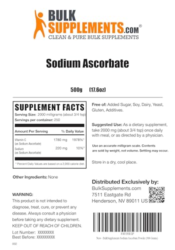 BulkSupplements.com Sodium Ascorbate Powder - Antioxidant Powder - Sodium Ascorbate BulksupplementsUS supplements