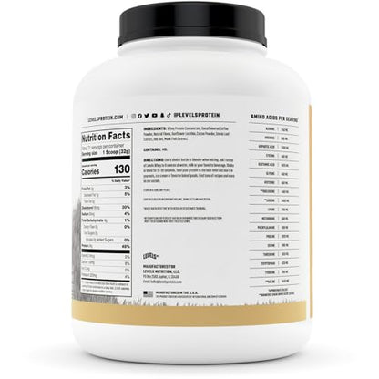 Levels Grass Fed 100% Whey Protein, No Hormones, Cappuccino, 5LB Levels NutritionUS supplements