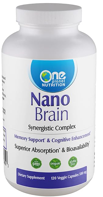 One Planet Nutrition Nano Brain 500 mg Capsules (120 Count) - Synergistic Blend of Bacopa, Curcumin, Boswellia & Ginkgo - Enhances Mental Clarity & Memory - Non-GMO, Vegan, Gluten Free One Planet NutritionAu supplements