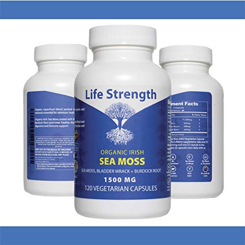 Life Strength Organic Sea Moss 120 CT Wildcrafted Irish Sea Moss and Bladderwrack Burdock Life StrengthAu supplements