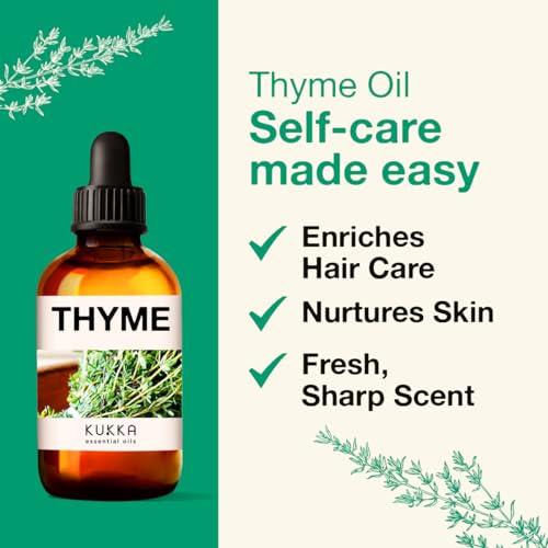 Kukka Thyme Essential Oil for Hair Thyme Oil for Skin - 100% Natural Thyme Essential Oil for Diffuser KUKKA essential oilsAu supplements